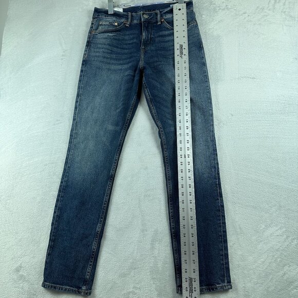 H&M Jeans Straight Leg Slim Fit Women Size 30/32 Acid Wash High Rise Blue - Picture 11 of 12